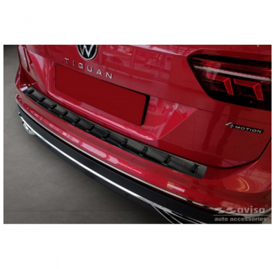 Protector de parachoques trasero de acero inoxidable negro para Volkswagen Tiguan II 2016-2020 y Facelift 2020- 'STRONG EDITION'