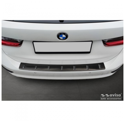 Protector de parachoques trasero de acero inoxidable negro apto para BMW Serie 3 (G21) Touring 2019-2022 'STRONG EDITION'