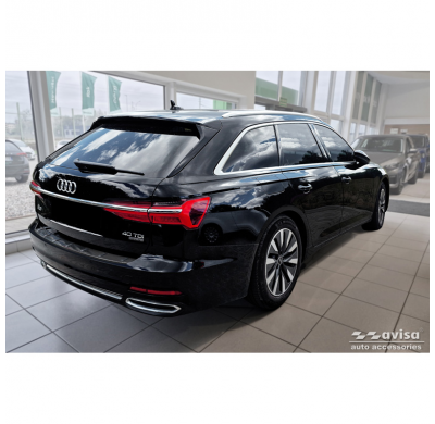 Protector de parachoques trasero de acero inoxidable negro para Audi A6 (C8) Avant (incl. S-Line) 2023 - 'STRONG EDITION'