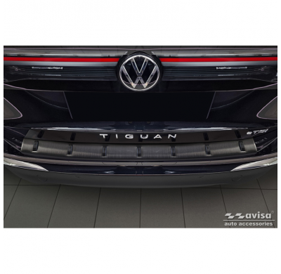 Protector de parachoques trasero de acero inoxidable negro apto para Volkswagen Tiguan III (CT1) 2024- 'STRONG EDITION'