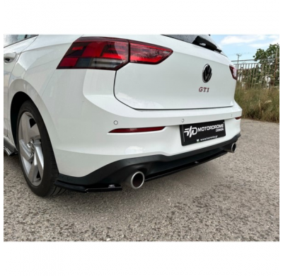 Faldones de paragolpes trasero (Esquinas) aptos para Volkswagen Golf VIII (CD1) GTI 2020- (ABS Negro brillo)