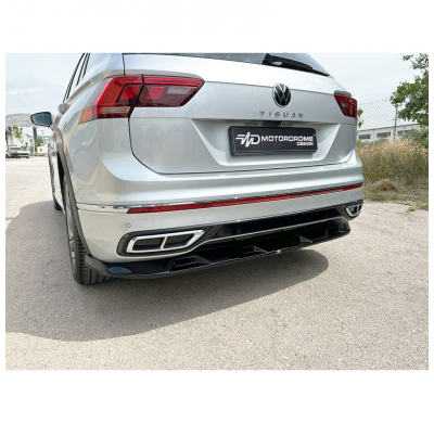 Faldón de parachoques trasero (difusor) compatible con Volkswagen Tiguan II (AD1) R / R-Line Facelift 2020-2024 (ABS)
