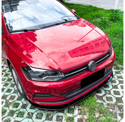 Faldón de alerón delantero para Volkswagen Polo (AW) 2017 (excepto R-Line/GTi, ABS negro brillante).