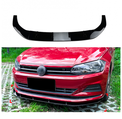 Faldón de alerón delantero para Volkswagen Polo (AW) 2017 (excepto R-Line/GTi, ABS negro brillante).