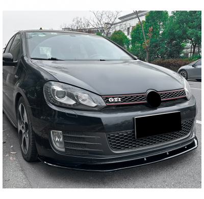 Faldón de alerón delantero para Volkswagen Golf VI GTi 2008-2012 (ABS negro brillante)