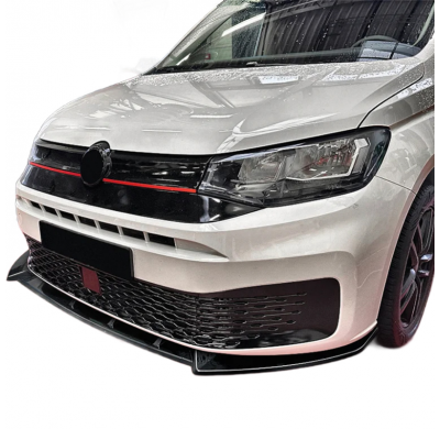 Spoiler delantero AutoStyle compatible con Volkswagen Caddy V 2020 (ABS negro brillante)
