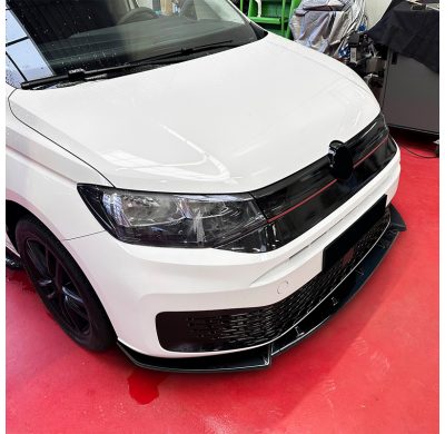 Spoiler delantero AutoStyle compatible con Volkswagen Caddy V 2020 (ABS negro brillante)