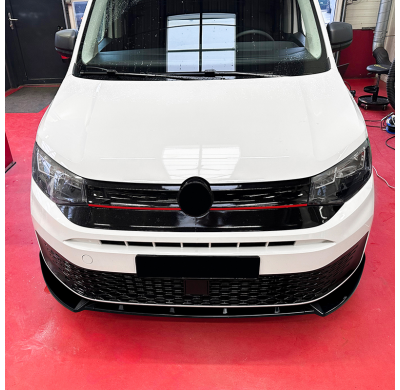 Spoiler delantero AutoStyle compatible con Volkswagen Caddy V 2020 (ABS negro brillante)