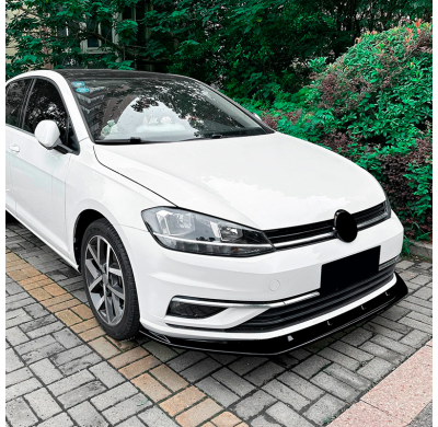 Labio de spoiler delantero AutoStyle compatible con Volkswagen Golf VII (7.5) 2017-2019 excepto GTi/GTD/R/R-Line (ABS negro bril