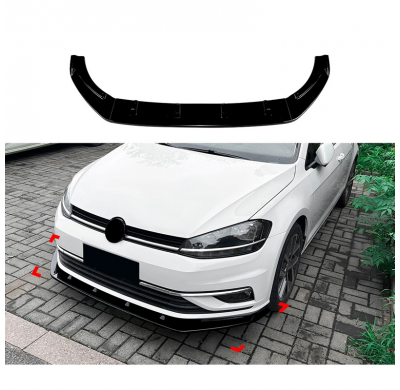 Labio de spoiler delantero AutoStyle compatible con Volkswagen Golf VII (7.5) 2017-2019 excepto GTi/GTD/R/R-Line (ABS negro bril