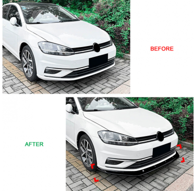 Labio de spoiler delantero AutoStyle compatible con Volkswagen Golf VII (7.5) 2017-2019 excepto GTi/GTD/R/R-Line (ABS negro bril