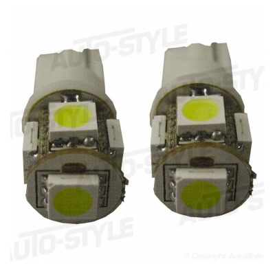 5q Led 'Xenon' Yellow T10 12v 2pcs (5050-3 Chips)