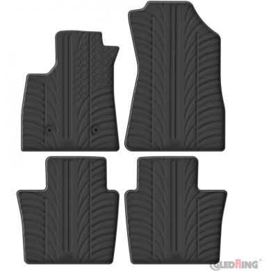 Juego de alfombrillas de goma aptas para Renault Espace VI E-Tech Hybrid 2023- (perfil T 4 piezas + clips de montaje)