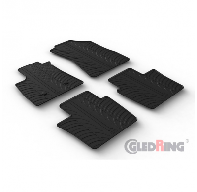 Juego de alfombrillas de goma aptas para Renault Espace VI E-Tech Hybrid 2023- (perfil T 4 piezas + clips de montaje)