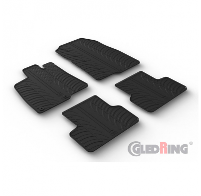 Juego de alfombrillas de goma aptas para Peugeot 3008 III Hybrid 2024- (perfil T 4 piezas + clips de montaje)