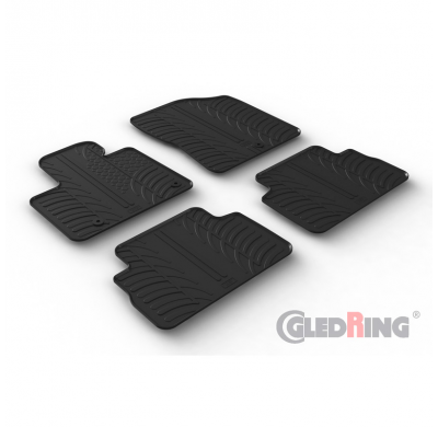 Juego de alfombrillas de goma aptas para Hyundai Santa Fé IV (TM) Hybrid/PHEV 2020- (perfil T 4 piezas)