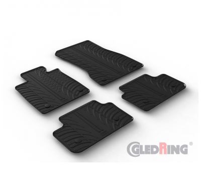 Juego de alfombrillas de goma aptas para BMW Serie 5 G60 Sedan 2023- excl. i5 (perfil T 4 piezas + clips de montaje)