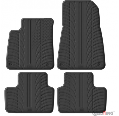 Juego de alfombrillas de goma aptas para Polestar 2 2019- (perfil T 4 piezas + clips de montaje)