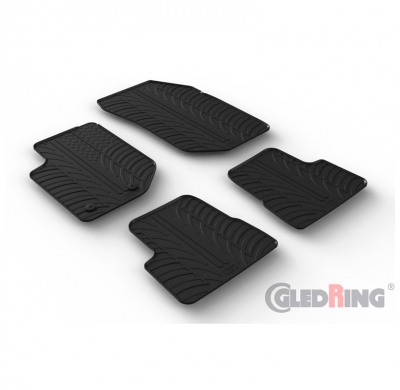 Juego de alfombrillas de goma aptas para Jeep Avenger (J2) (gasolina) 2023- (perfil T 4 piezas + clips de montaje)