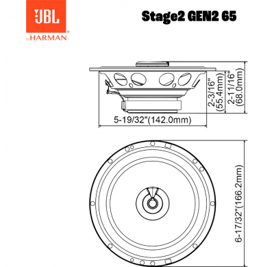 JBL Stage 2 Gen2 65 - Juego de altavoces bidireccionales de 6,5'' (16,5 cm) y 480 W/60 W RMS
