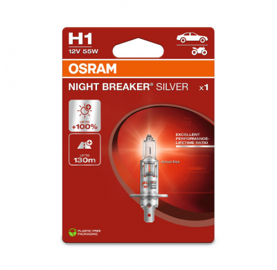 Bombilla halógena plateada Osram Night Breaker - H1 - 12V/55W - pieza única
