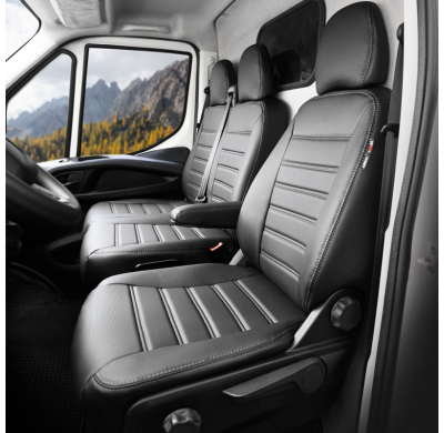 New York Design Fundas de asiento de cuero artificial 2+1 especifica para Renault Master/Opel Movano/Nissan NV400 2010-2019 (ban