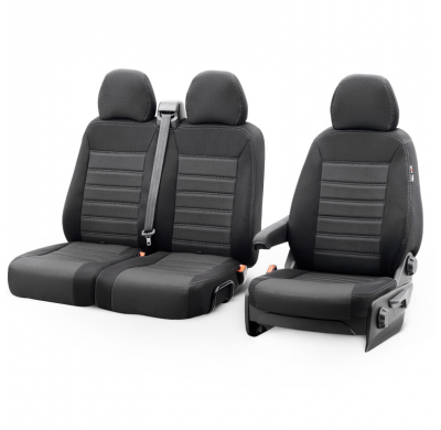 Original Design Fundas de asiento de tela 2+1 especifica para Volkswagen T6 2015-2022 (met armsteun op bank)