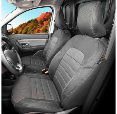 Original Design Fundas de asiento de tela 1+1 especifica para Volkswagen Caddy IV Box 2015-2020 (Trendline)