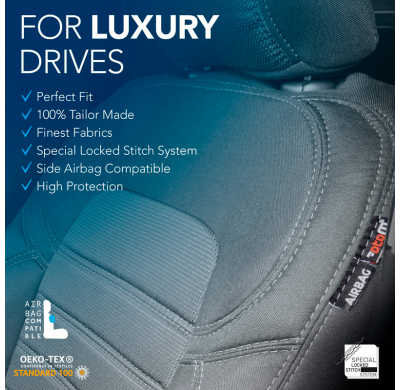 Original Design Fundas de asiento de tela 1+1 especifica para Volkswagen Caddy IV Box 2015-2020 (Trendline)