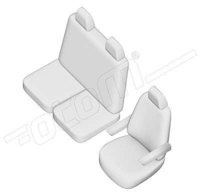Original Design Fundas de asiento de tela 2+1 especifica para Volkswagen Crafter/MAN TGE 2017- (Ergo Comfort) (división en el ba
