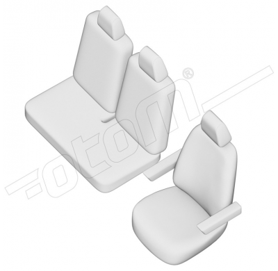 Original Design Fundas de asiento de tela 2+1 especifica para Volkswagen Crafter/MAN TGE 2017- (Ergo Comfort) (banco con respald