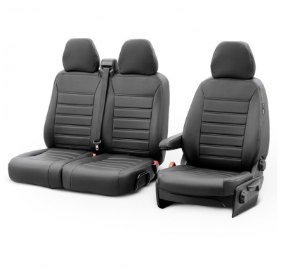 Fundas de asiento de cuero artificial Otom New York Design 2+1 compatibles con Volkswagen Transporter T7 2024- (reposabrazos en