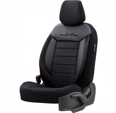 Juego De Fundas De Asiento Universales De Cuero/Tejido 'Comfortline' Negro - 11 Piezas - Apto Para Airbags Laterales