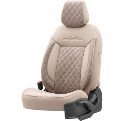 Juego De Fundas De Asiento Universales De Cuero/Tejido 'Comfortline Vip' Crème - 11 Piezas - Apto Para Airbags Laterales