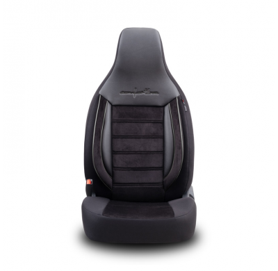 Universal Terciopelo/Tejido 'CityBug' Juego de fundas para asientos 'Comfortline' negro/gris - 9 piezas - apto para airbags late