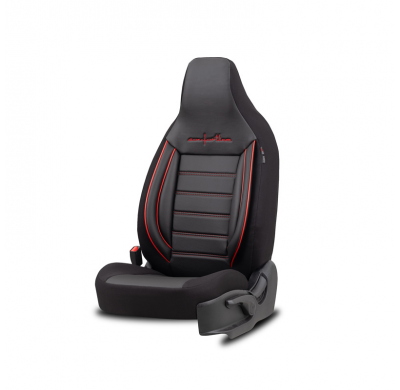 Universal Cuero/Tejido 'CityBug' Juego de fundas para asientos 'Comfortline' negro/rojo - 9 piezas - apto para airbags laterales
