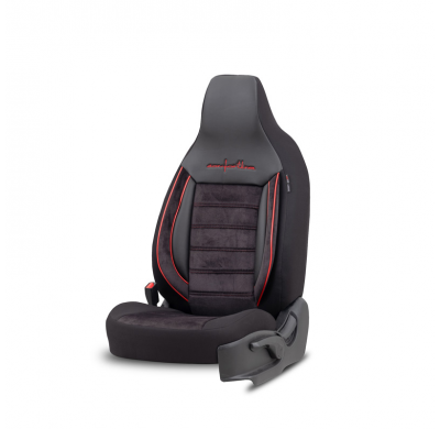 Universal Terciopelo/Tejido 'CityBug' Juego de fundas para asientos 'Comfortline' negro/rojo - 9 piezas - apto para airbags late