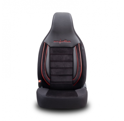 Universal Terciopelo/Tejido 'CityBug' Juego de fundas para asientos 'Comfortline' negro/rojo - 9 piezas - apto para airbags late
