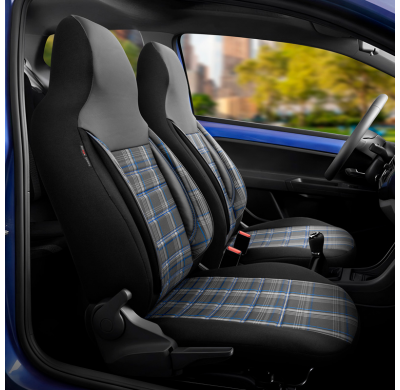 Universal Juego de fundas de asiento de tela 'CityBug' 'Sports' negro/gris/azul - 9 piezas - apto para airbags laterales