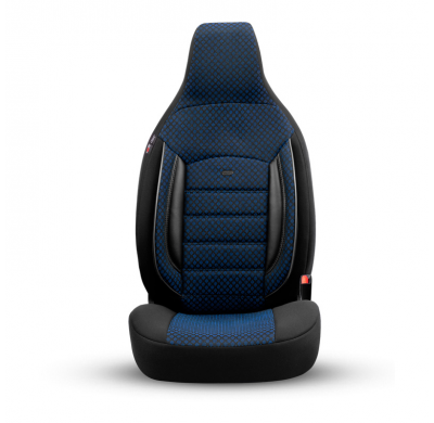Juego de fundas de asiento universales de tela 'CityBug' 'Sport Plus' negro/azul - 9 piezas - apto para airbags laterales