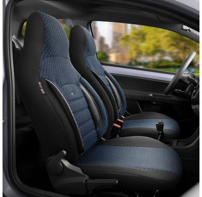 Juego de fundas de asiento universales de tela 'CityBug' 'Sport Plus' negro/azul - 9 piezas - apto para airbags laterales