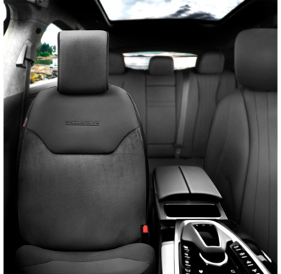 Funda protectora universal para asiento 'Exclusive' ante negro/cuero - una sola pieza