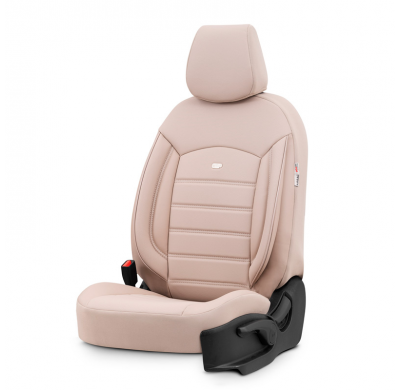 Juego de fundas de asiento universales de cuero 'Inspire' Crème - 11 piezas - apto para airbags laterales