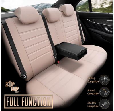 Juego de fundas de asiento universales de cuero 'Inspire' Crème - 11 piezas - apto para airbags laterales