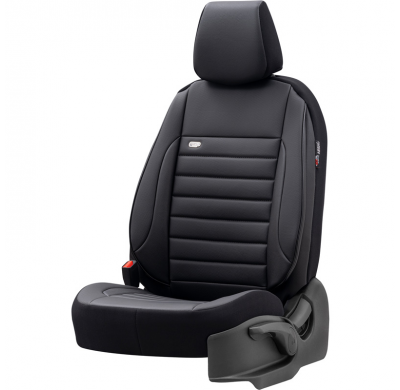 Juego De Fundas De Asiento Universales De Cuero/Tejido 'Royal' Negro/Antracita - 11 Piezas - Apto Para Airbags Laterales