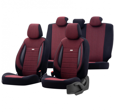 Juego De Fundas Universales De Tela Para Asientos 'Selectedfit Sports' Negro/Rojo - 11 Piezas - Apto Para Airbags Laterales