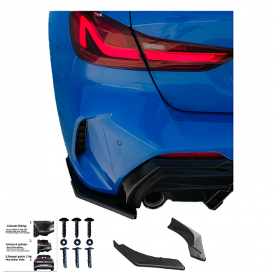 Difusores laterales traseros unidireccionales para BMW Serie 1 F40 M-Pack/M135i 2019- - Negro Brillante