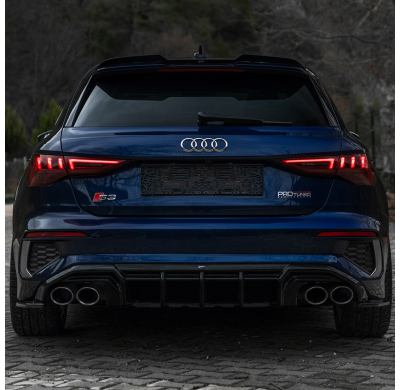 Difusores laterales traseros unidireccionales para Audi A3 8Y Sportback S3/S-Line 2020-2024 - Negro brillante