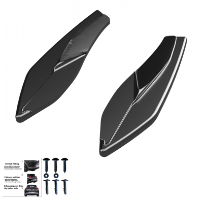 Difusores laterales traseros unidireccionales para Audi A3 8Y Sportback S3/S-Line 2020-2024 - Negro brillante