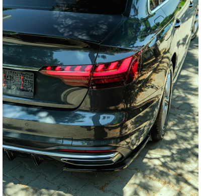 Difusores laterales traseros unidireccionales compatibles con Audi A4 (B9) Sedán/Avant Facelift 2019-2024 - Negro brillante Onew